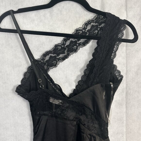 OUTCAST Women Satin Lace Jessica Mini Dress Sz XS Black Alluring Sleek Sexy 5-10 - Picture 5 of 16